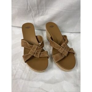 UGG, Niyomee Espadrille‎ Wedge Sandal, Chestnut, US 10 Tan leather 1146910